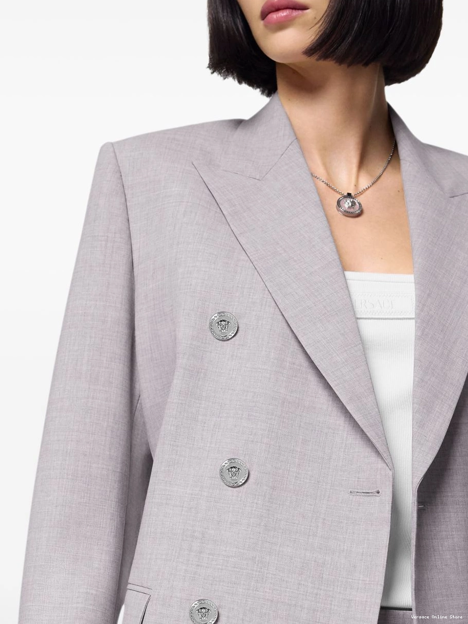 Cheap double-breasted Versace chambray Women blazer 0723